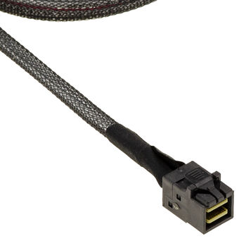 Slim-SAS-Kabel SFF-8643 (Stecker) auf U.2 SFF-8639 mit SATA-Stromversorgung, Länge 80 cm, mit Amphenol-Steckern