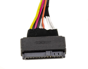 Slim-SAS-Kabel SFF-8643 (Stecker) auf U.2 SFF-8639 mit SATA-Stromversorgung, Länge 80 cm, mit Amphenol-Steckern