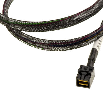 Slim SAS SFF-8643 male-to-male cable, 1-meter length, with Amphenol connectors for SAS, NVMe, U2, PCIe connections...