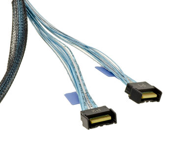 MCIO 8i 74-pin to 2x MCIO 4i 38-pin Breakout Cable SFF-TA-1016 PCIe Gen5 32 GT/s 75 cm Amphenol