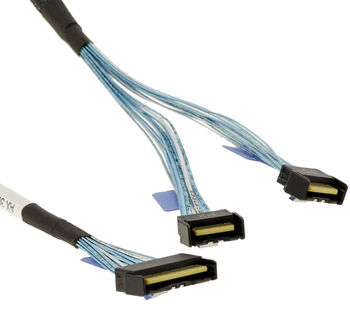 MCIO 8i 74-pin to 2x MCIO 4i 38-pin Breakout Cable SFF-TA-1016 PCIe Gen5 32 GT/s 75 cm Amphenol