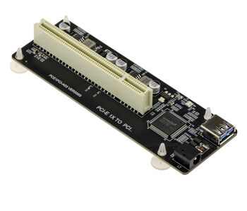 PCIe x1 to 32-bit 33 MHz 5V PCI bus adapter card with reinforced capacitors, ASM1083 chipset