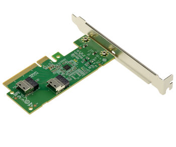 SFF-8654 4i PCIe 4.0 to 2-Port Slim SAS Adapter Controller Card for NVMe M.2, M.3, U.2, and U.3 SSDs or PCIe Add-on Cards