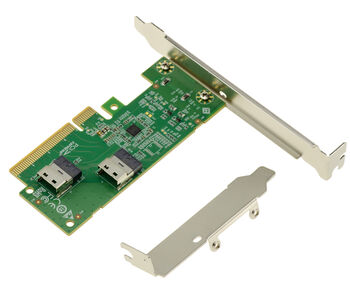 SFF-8654 4i PCIe 4.0 to 2-Port Slim SAS Adapter Controller Card for NVMe M.2, M.3, U.2, and U.3 SSDs or PCIe Add-on Cards