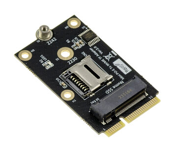 Dual-Controller-Karte mit Mini-PCIe-Anschluss für M.2-NVMe-SSDs (2230 oder 2242) und MicroSD-TF-Karte
