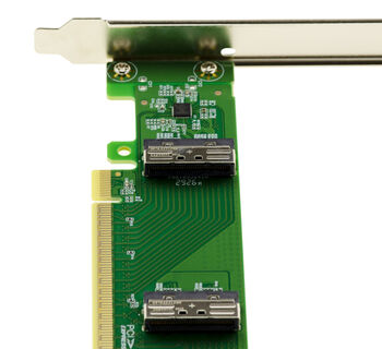 Carte contrôleur adaptateur PCIe 5.0 vers 2 ports MCIO 8i pour SSD NVMe M2 M3 U2 U3 ou plaques rapportées PCIe pour GPU