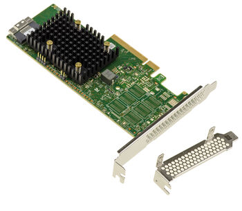PCIe 4.0 x8-Controller-Karte mit drei Betriebsmodi (SAS, SATA, NVMe) und 8 internen Anschlüssen, Modell 9500-8i, mit SFF-8654-Anschluss