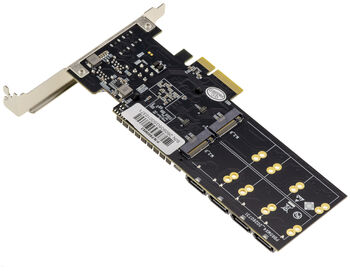 Carte multi extension PCIe Gen 4.0 x4 avec 4 ports pour SSD M.2 NVMe, 4 ports SATA 6G, 1 port USB 3.2 Gen 2x2 20G et 3 ports USB Gen 2 10G