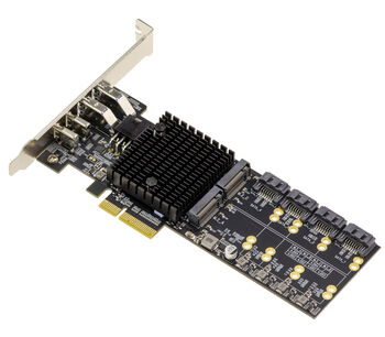 Carte multi extension PCIe Gen 4.0 x4 avec 4 ports pour SSD M.2 NVMe, 4 ports SATA 6G, 1 port USB 3.2 Gen 2x2 20G et 3 ports USB Gen 2 10G