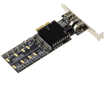 Carte multi extension PCIe Gen 4.0 x4 avec 4 ports pour SSD M.2 NVMe, 4 ports SATA 6G, 1 port USB 3.2 Gen 2x2 20G et 3 ports USB Gen 2 10G