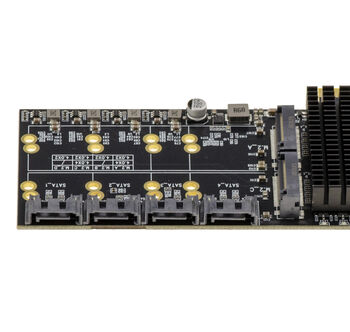 Carte multi extension PCIe Gen 4.0 x4 avec 4 ports pour SSD M.2 NVMe, 4 ports SATA 6G, 1 port USB 3.2 Gen 2x2 20G et 3 ports USB Gen 2 10G