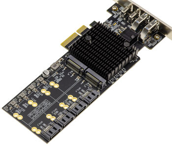 Carte multi extension PCIe Gen 4.0 x4 avec 4 ports pour SSD M.2 NVMe, 4 ports SATA 6G, 1 port USB 3.2 Gen 2x2 20G et 3 ports USB Gen 2 10G