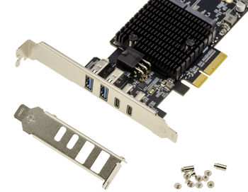Carte multi extension PCIe Gen 4.0 x4 avec 4 ports pour SSD M.2 NVMe, 4 ports SATA 6G, 1 port USB 3.2 Gen 2x2 20G et 3 ports USB Gen 2 10G
