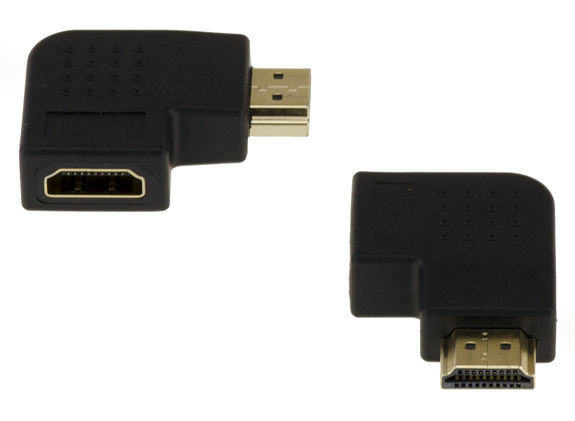 Flat adapter with 90° angle to the left HDMI (Type A) Female to Male