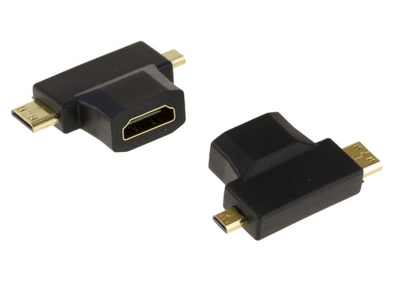 HDMI (Type A) Female to Micro HDMI Male (Type D) and Mini HDMI Male (Type C) adapter. HDMI to MicroHDMI MiniHDMI