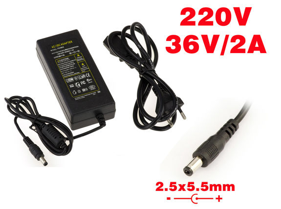 External power supply AC DC - 220V to 36V 2A Endcap 2.5x5.5mm Endcap 2.5x5.5mm