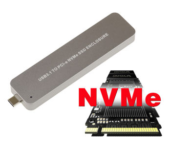 USB 3.1 Mini C Enclosure Key For M.2 NVMe SSDs PCIe type only, B+M or M Key PCIe type only, B+M or M Key