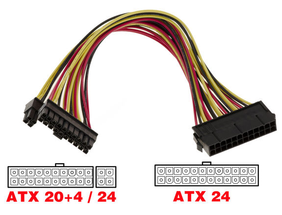 Adapter cable ATX 24 pin Female to 20+4 pin Male Socket 20 + 4 Points Male Socket 24 Points Female Socket 20 + 4 Points Male / Socket 24 Points Female