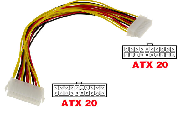 ATX 20 pin Female to 20 pin Male Adapter Cable 20 Point Male Socket 20 Point Female Socket 20 Point Male / 20 Point Female Socket