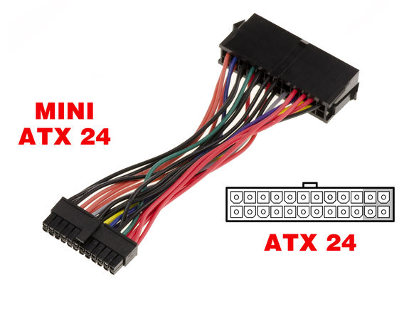 ATX 24 pin Female to Mini ATX 24 pin Male Adapter Cable Mini 24 Point Male Socket 24 Point Female Socket Mini 24 Point Male / 24 Point Female Socket