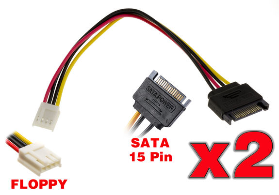 SATA 15 Male Floppy Cable Set of 2. Set of 2.