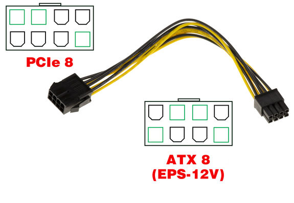 ATX 8 to PCIe 8 adapter cable PCIe plug for graphics cards PCIe plug for graphics cards