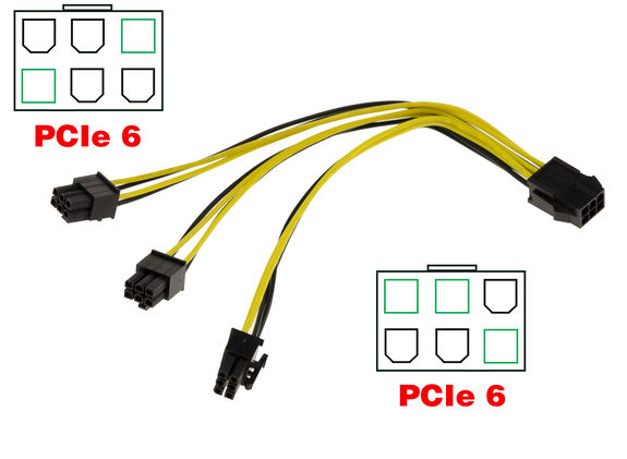 PCIe 6 F to 3x PCIe 6 M adapter cable PCIe plug for graphics cards PCIe plug for graphics cards