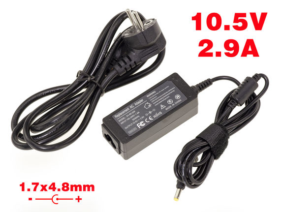Laptop power supply 10.5V 2.9A 1.7x4.8mm tip - Equivalent Sony VGP-AC10V4 or VGP-AC10V5
