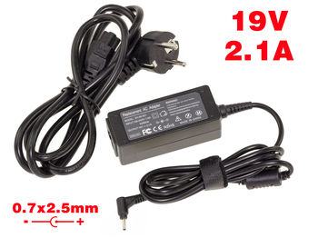 Laptop Power Supply 19V 2.1A 0.7x2.5mm tip - Equivalent Asus EeeePC 1015PEM 1015PN 1201K 1001PX-EU27-BK 1015PEB