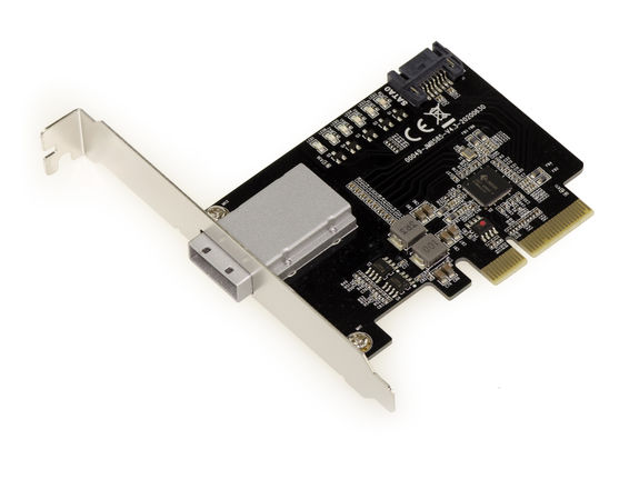 PCIe 2.0 4X Controller Board 4 External SAS Ports SFF8088 + 1 Internal SATA Port - 6GB - JMB585 CHIPSET