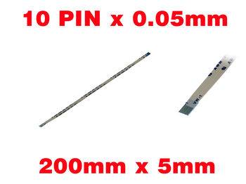 Ribbon ZIF FPC 10 PINS Pitch 0.5MM Length 200mm Width 5mm. Connectors Wires on the same Face of the AWM Ribbon