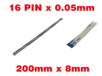 Ribbon ZIF FPC 16 PINS Pitch 0.5MM Length 200mm Width 8mm. Connectors Wires on the same Face of the AWM Ribbon