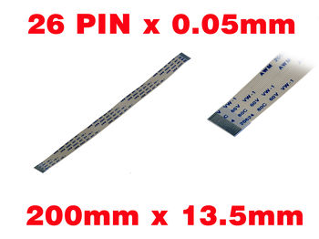 Ribbon ZIF FPC 26 PINS Pitch 0.5MM Length 200mm Width 13.5mm. Connectors Wires on the same Face of the AWM Ribbon