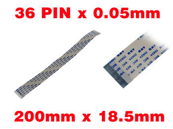 Nappe Ruban ZIF FPC 36 PINS Pas 0.5MM Longueur 200mm Largeur 18.5mm. Connecteurs fils sur la même face de la nappe AWM