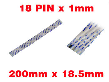 Nappe Ruban ZIF FPC 18 PINS Pas 1MM Longueur 200mm Largeur 18.5mm. Connecteurs fils sur la même face de la nappe AWM