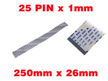 Ribbon ZIF FPC 25 PINS Pitch 1MM Length 250mm Width 26mm. Connectors Wires on the same Face of the AWM Ribbon