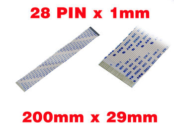 Ribbon ZIF FPC 28 PINS Pitch 1MM Length 200mm Width 29mm. Connectors Wires on the same Face of the AWM Ribbon