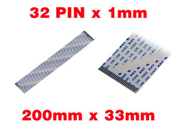 Nappe Ruban ZIF FPC 32 PINS Pas 1MM Longueur 200mm Largeur 33mm. Connecteurs fils sur la même face de la nappe AWM