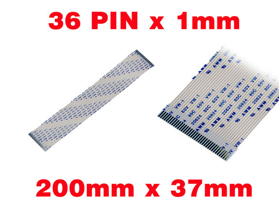 Ribbon ZIF FPC 36 PINS Pitch 1MM Length 200mm Width 37mm. Connectors Wires on the same Face of the AWM Ribbon
