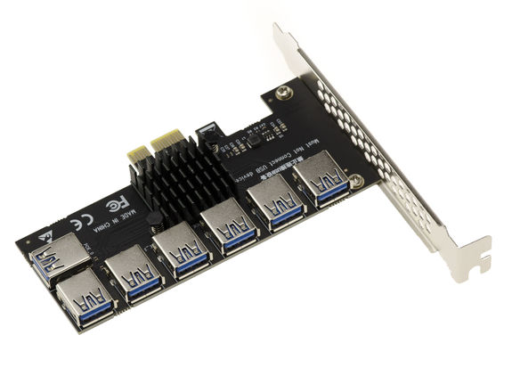 PCIe 1x to 7 Ports Replication Card by USB3 Links - to Connect PCIe USB Risers (Bitcoin Mining)