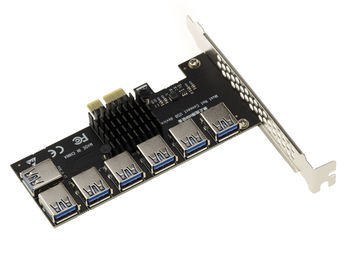 PCIe 1x to 7 Ports Replication Card by USB3 Links - to Connect PCIe USB Risers (Bitcoin Mining)