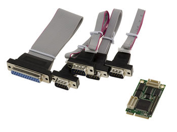 Carte Mini PCIe 1 port  parallèle LPT DB25 + 4 ports COM DB9 RS232 Format mPCIe Full Size - CHIPSET WCH CH384L