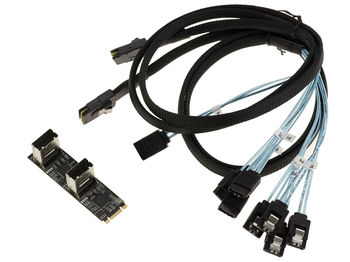 M.2 Board. 8 3.0 Gbps SATA Ports for PCIe 3.0 M or B+M Key M2 Port - JMB585 JMB575 CHIPSET - with SFF-8087 MiniSAS Cords