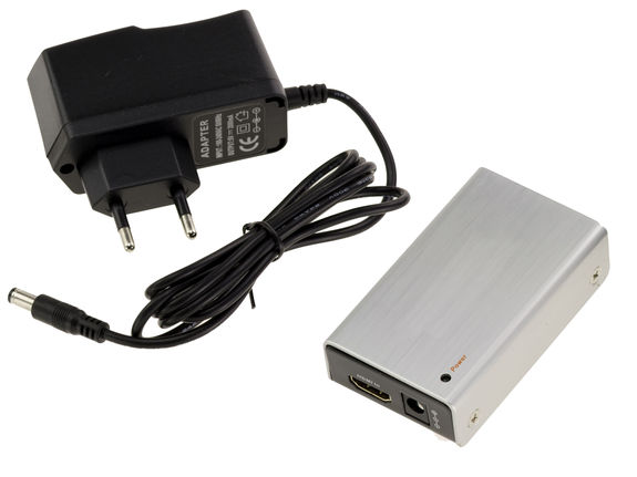 Powered HDMI repeater for extending, cleaning and re-amplifying an HDMI connection