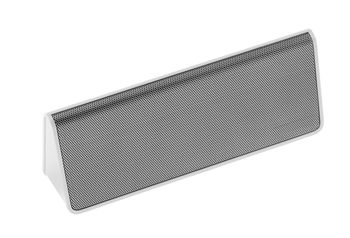 Rechargeable Bluetooth wireless stereo external speaker with white lacquer finish and aluminum grille