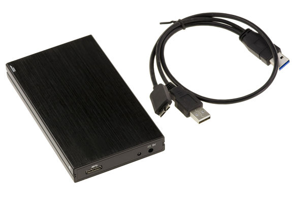 Black brushed aluminum enclosure for 2.5"" SATA hard disk with 5G USB3 link