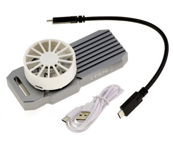 USB 4.0 Thunderbolt 4 40G enclosure for SSD M2 NVMe. Robust, shock-proof aluminum structure with removable fan