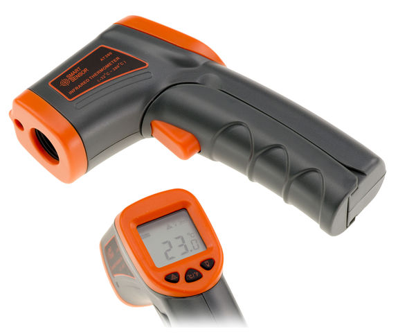 Non-contact digital infrared thermometer, measures temperatures from -32 to +380°C