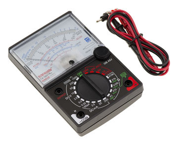 Analog multimeter, measures AC DC current, intensity, continuity, resistance ...