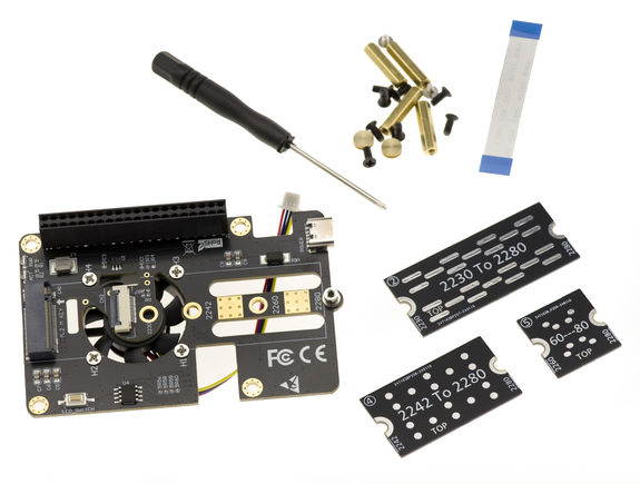 Expansion plate for Raspberry PI to add an M2 NVMe SSD. PCIe NVMe connector base for PI5.